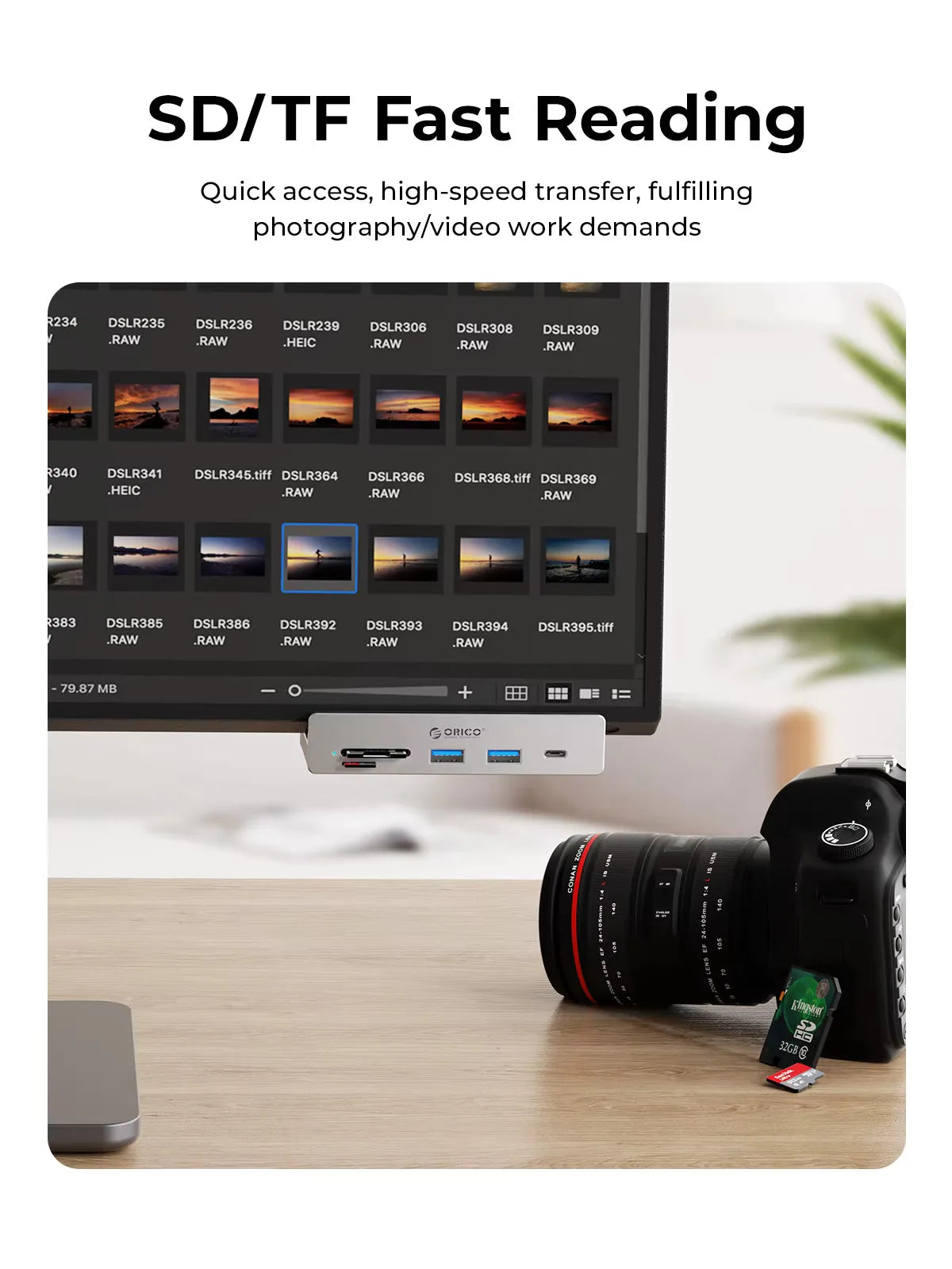 ORICO 10Gbps USB 3.2 Hub – 6-Port High-Speed Expansion with SD/TF Card Reader