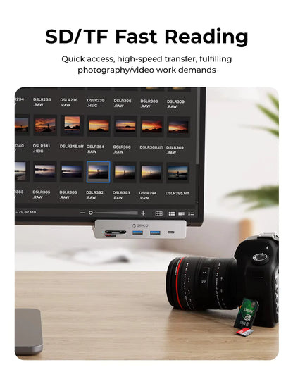 ORICO 10Gbps USB 3.2 Hub – 6-Port High-Speed Expansion with SD/TF Card Reader