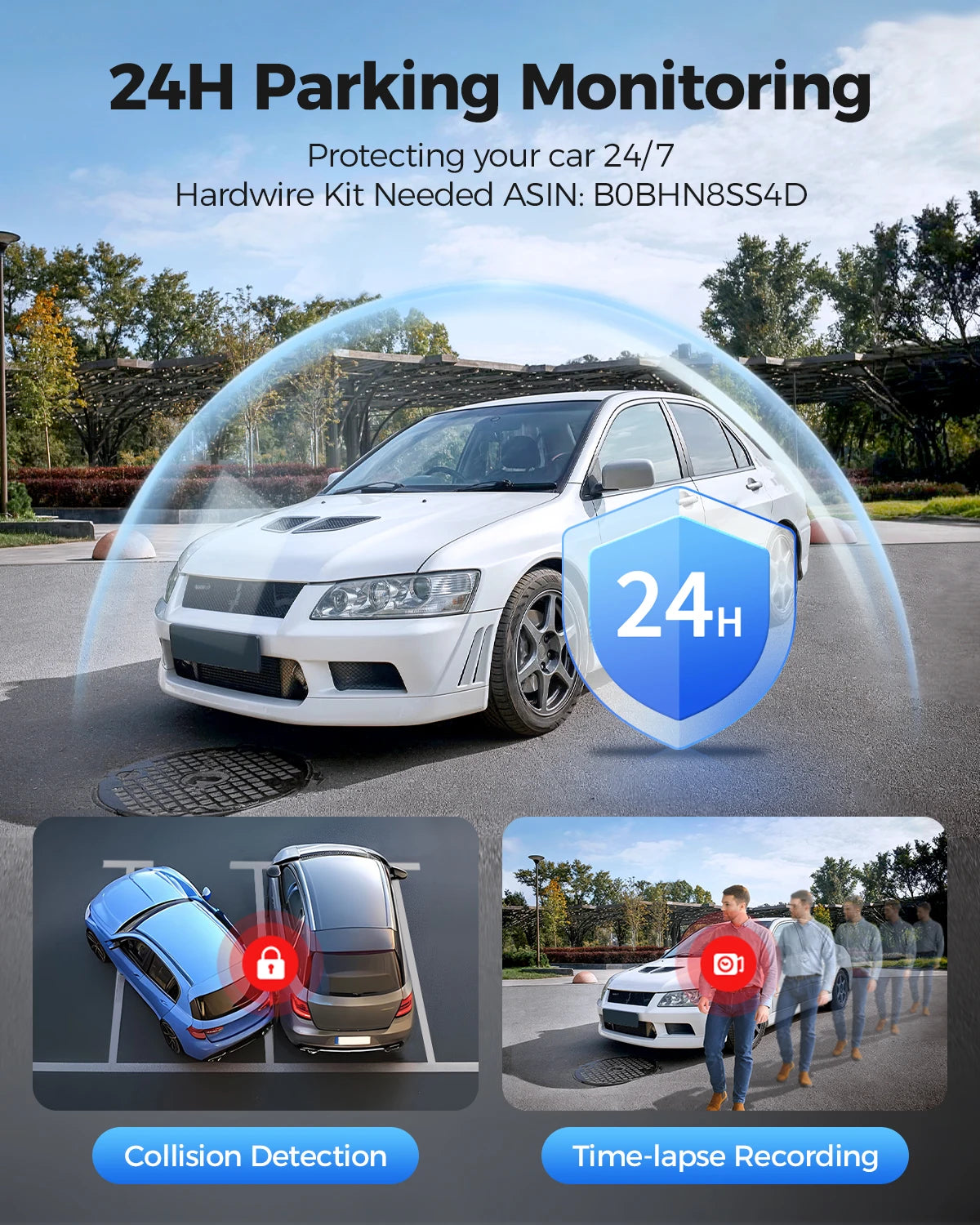 4K+1080P Dash Cam – Rear Camera with GPS, WiFi, Voice Control & Night Vision