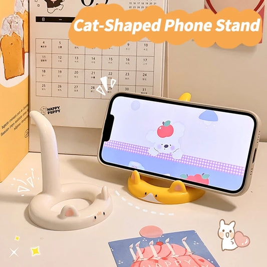 Cute Cartoon Cat Phone Stand – Desktop Lazy Holder for Office & Home