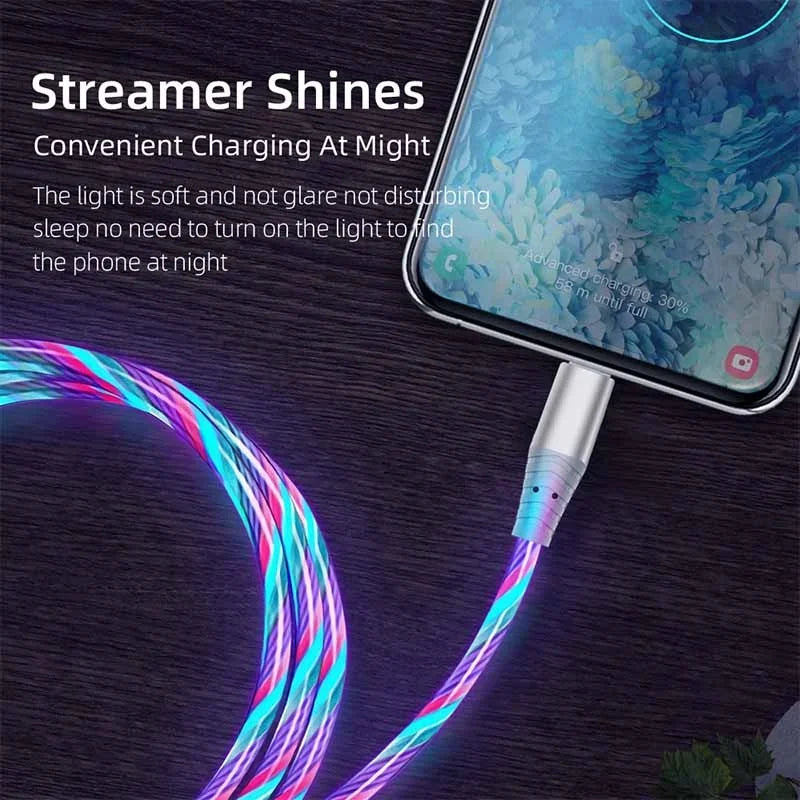 Flow Luminous USB-C Cable – 5A Fast Charging LED Data Cord for iPhone & Android