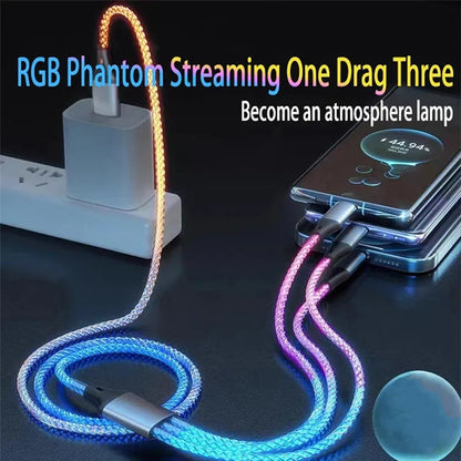 6A Fast Charging RGB Type-C Cable – 66W Luminous Gradient for iPhone & Samsung