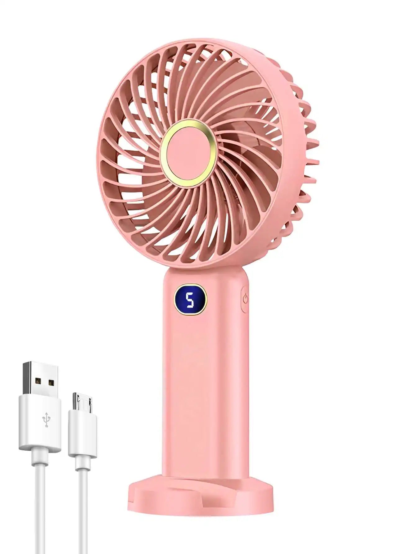 Portable USB Handheld Fan – Mini 5-Speed Rechargeable for Travel & Home