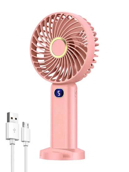 Portable USB Handheld Fan – Mini 5-Speed Rechargeable for Travel & Home