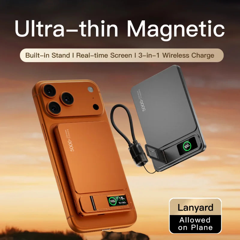 10000mAh Slim MagSafe Power Bank – 20W Magnetic Wireless Fast Charge for iPhone & iWatch