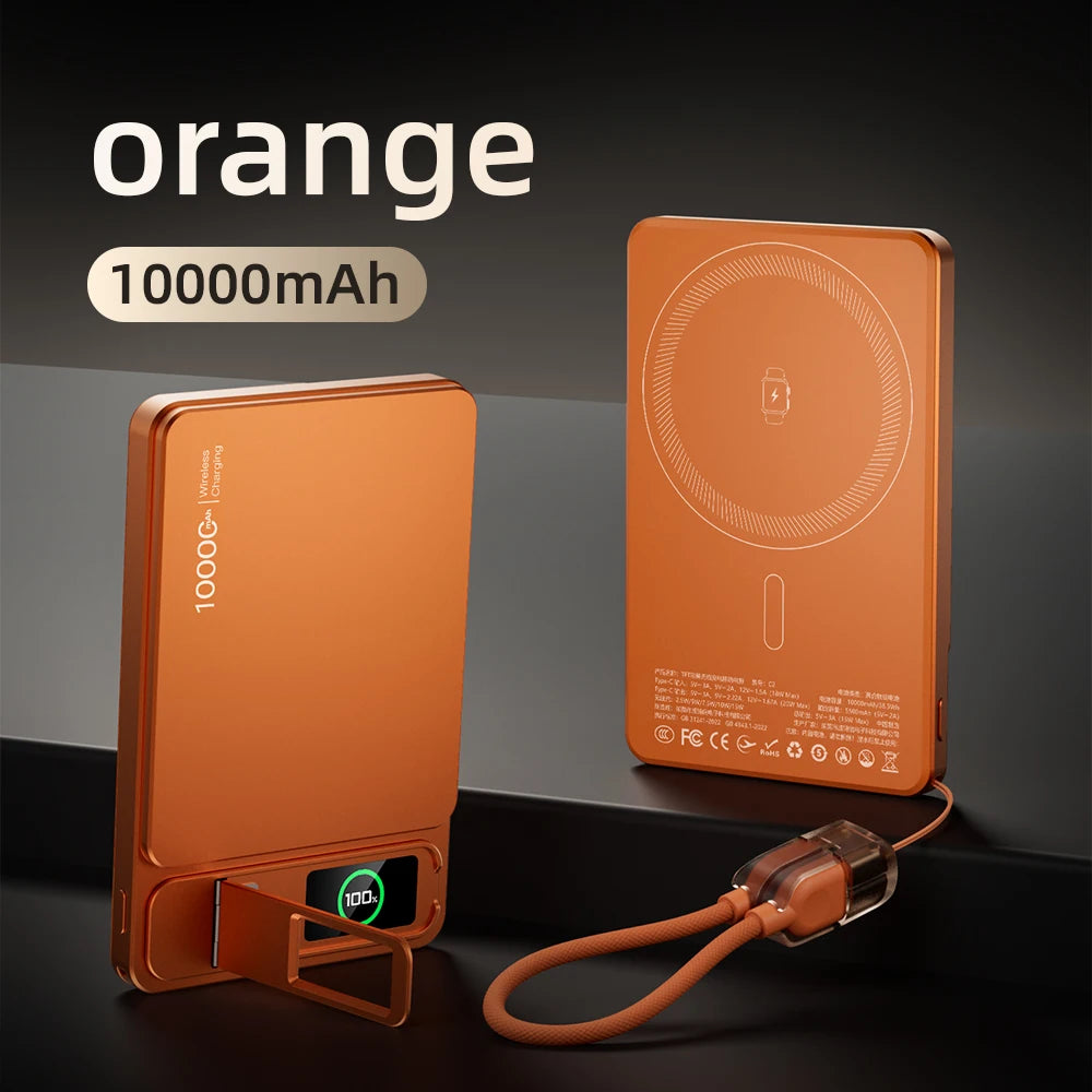 10000mAh Slim MagSafe Power Bank – 20W Magnetic Wireless Fast Charge for iPhone & iWatch