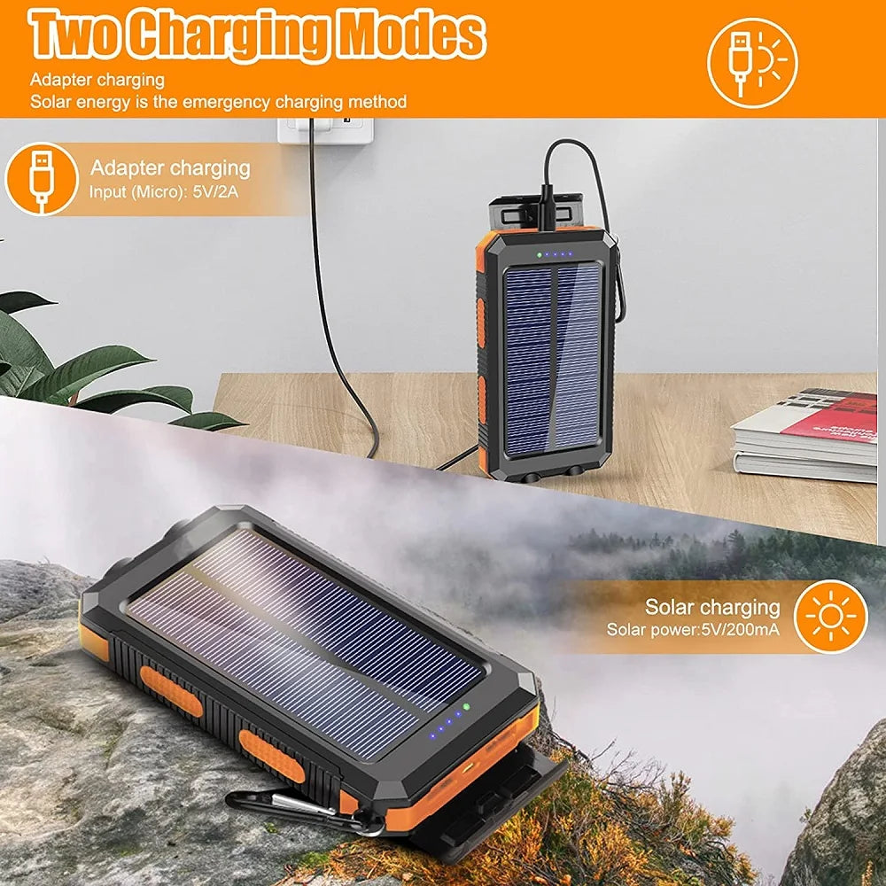 Solar Power Bank 80000mAh – Portable Charger with LED Light for Smartphones