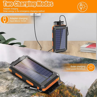 Solar Power Bank 80000mAh – Portable Charger with LED Light for Smartphones