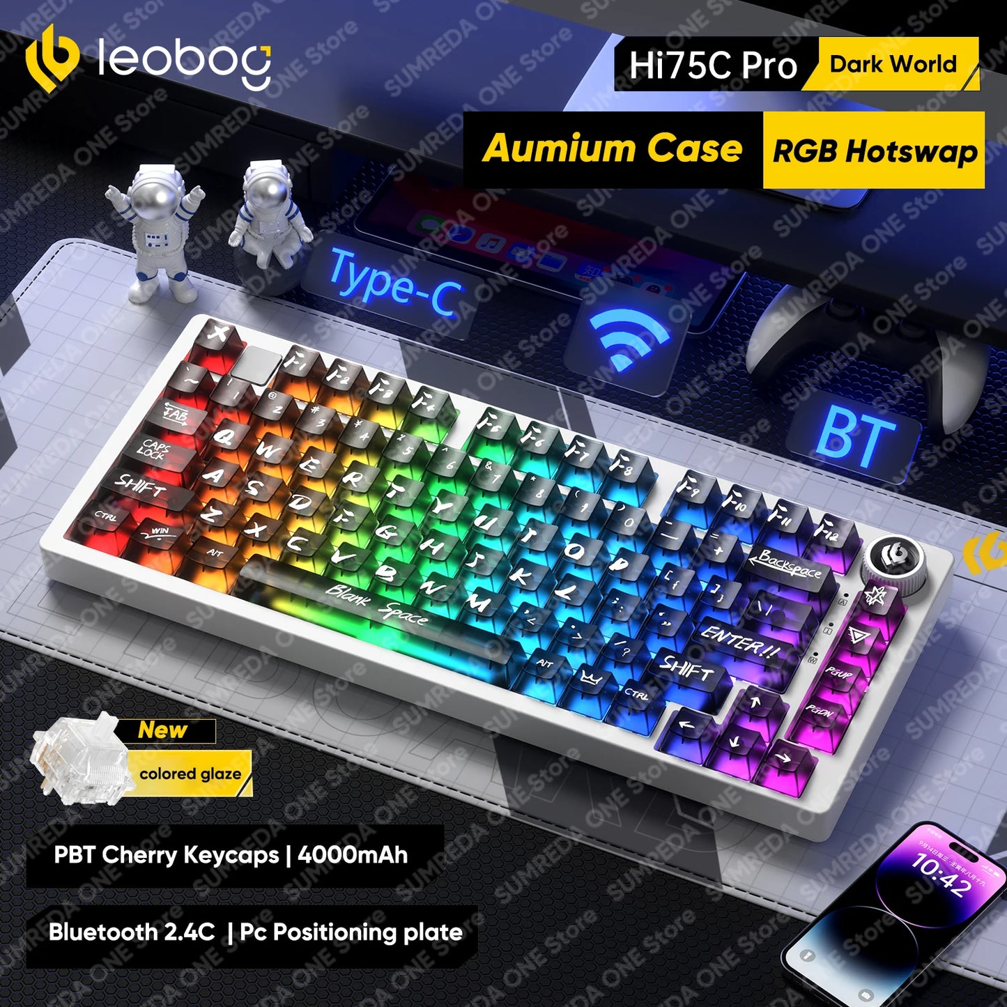 Leobog Hi75C Pro 75% Wireless Mechanical Keyboard – Aluminum RGB Hotswap