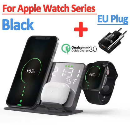 3-in-1 Wireless Charger – Fast Charging Station for Apple & Samsung Devices