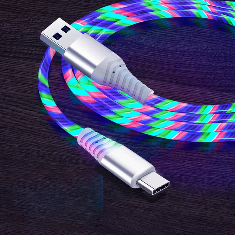 Flow Luminous USB-C Cable – 5A Fast Charging LED Data Cord for iPhone & Android
