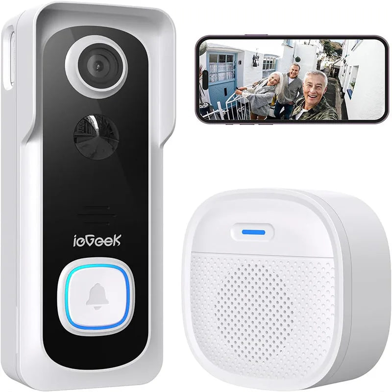 Wireless Video Doorbell – 2K HD Smart Security with Chime & Voice Message