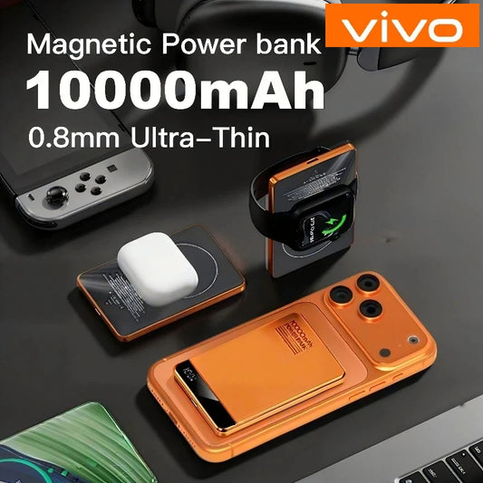 VIVO 10000mAh Slim Power Bank – 20W Magnetic Wireless Fast Charge for iPhone & Watch