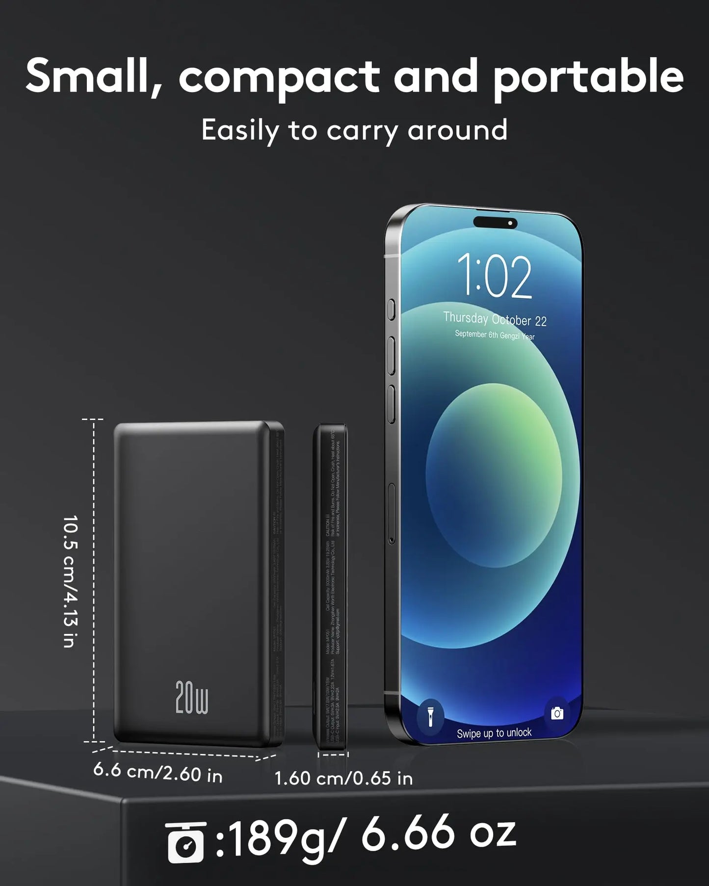 10000mAh Magnetic Power Bank – 15W Wireless & 20W Fast Charging USB-C/A