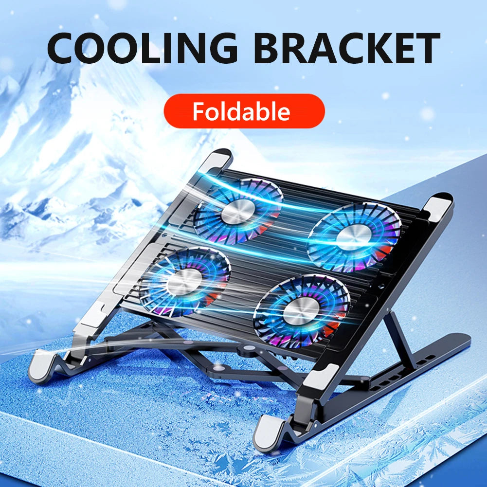 Foldable Laptop Cooling Pad – Adjustable Stand with 2/4 Fans (11–17.3")