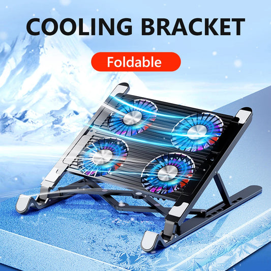 Foldable Laptop Cooling Pad – Adjustable Stand with 2/4 Fans (11–17.3")