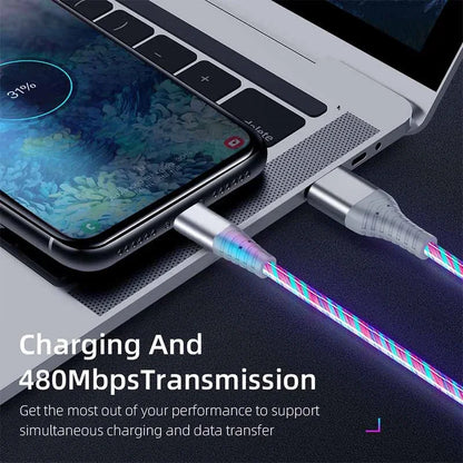Flow Luminous USB-C Cable – 5A Fast Charging LED Data Cord for iPhone & Android