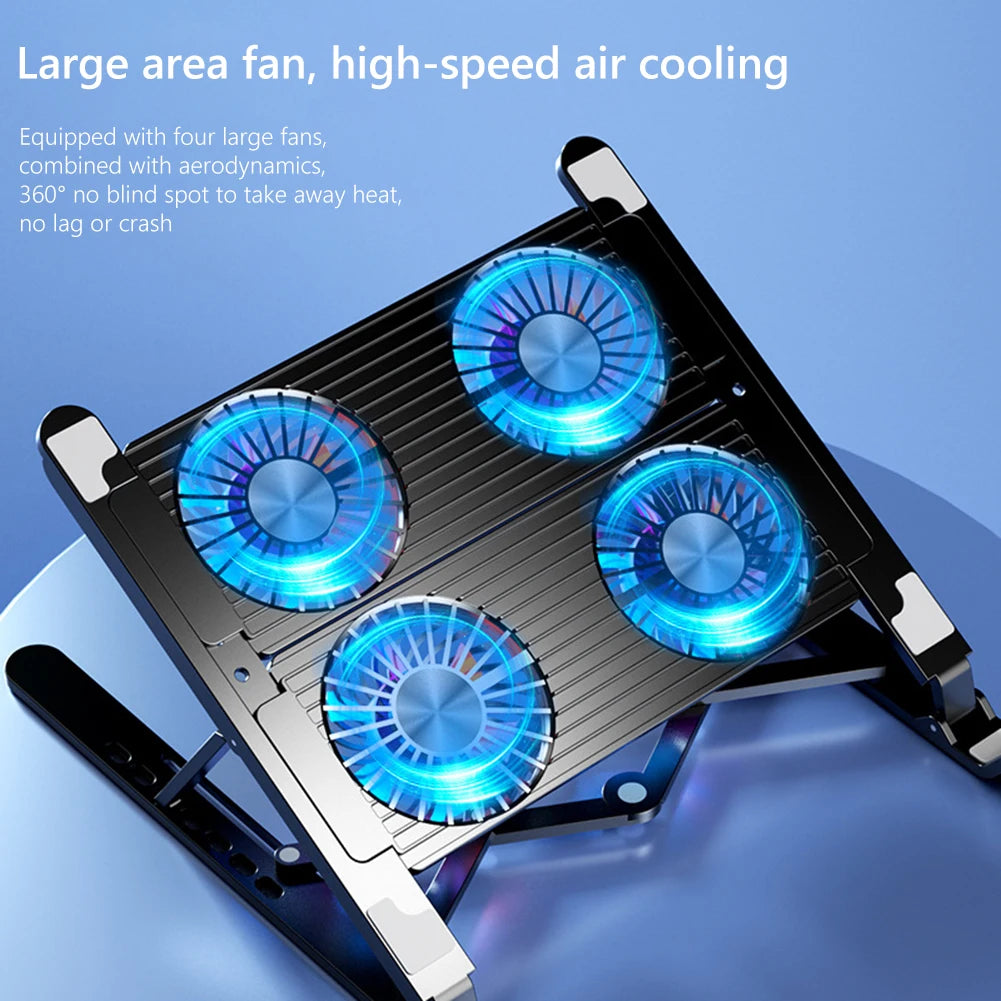 Foldable Laptop Cooling Pad – Adjustable Stand with 2/4 Fans (11–17.3")