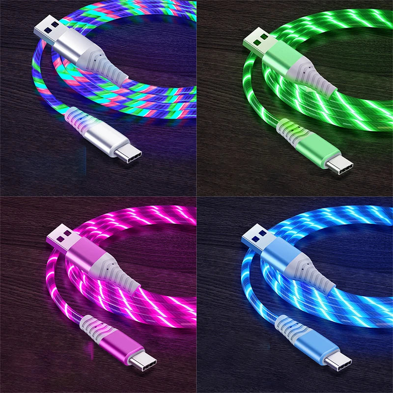 Flow Luminous USB-C Cable – 5A Fast Charging LED Data Cord for iPhone & Android