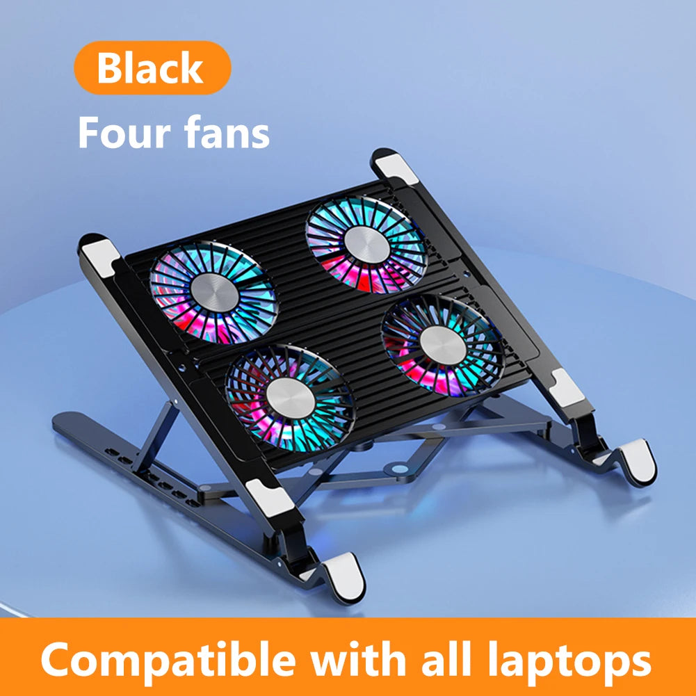 Foldable Laptop Cooling Pad – Adjustable Stand with 2/4 Fans (11–17.3")