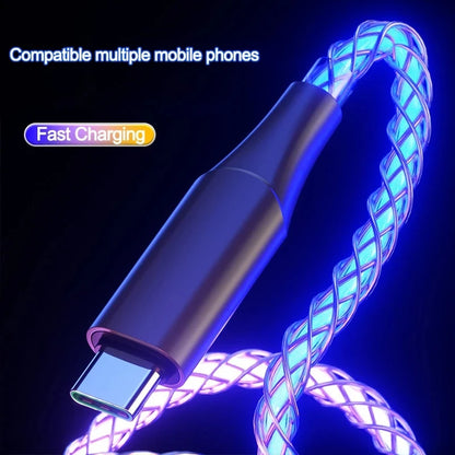 6A Fast Charging RGB Type-C Cable – 66W Luminous Gradient for iPhone & Samsung