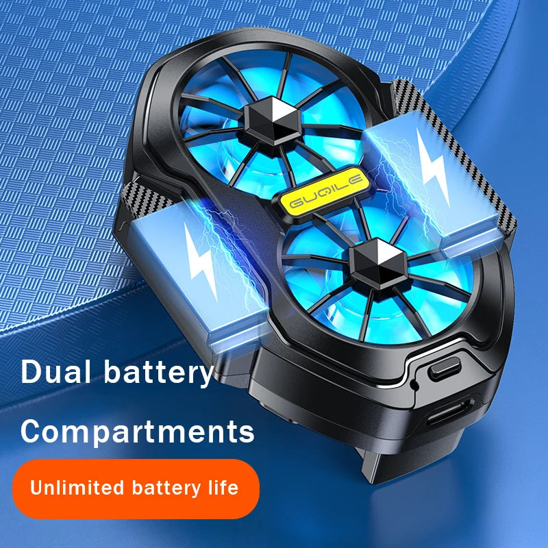 Dual-Fan Phone Cooler – Cools in 10s with Wireless Battery