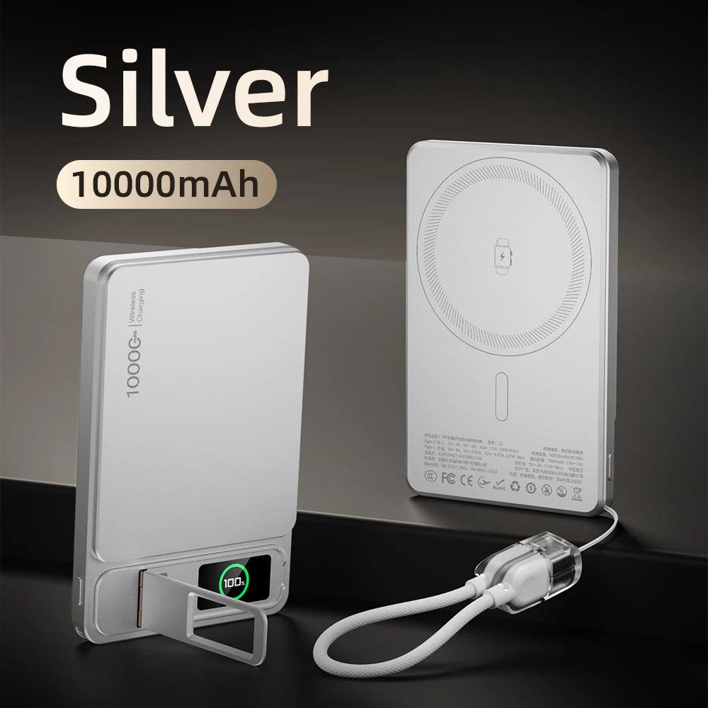 10000mAh Slim MagSafe Power Bank – 20W Magnetic Wireless Fast Charge for iPhone & iWatch