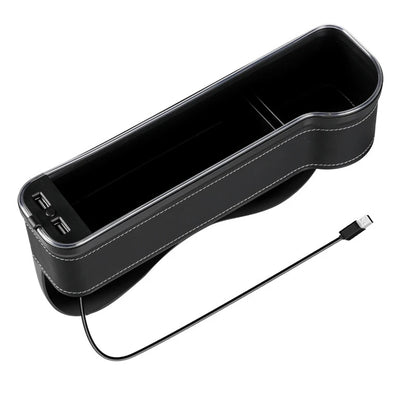 LED Car Seat Gap Organizer – Storage Box with 2 USB Chargers