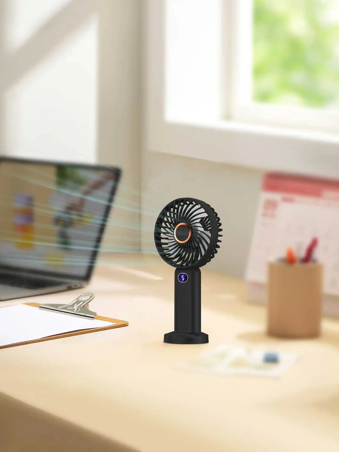 Portable USB Handheld Fan – Mini 5-Speed Rechargeable for Travel & Home