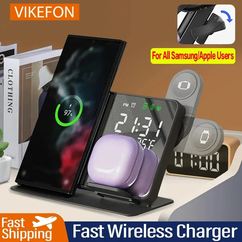 3-in-1 Wireless Charger – Fast Charging Station for Apple & Samsung Devices