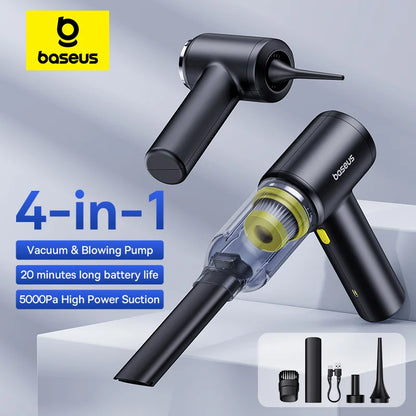 Baseus Wireless Car Vacuum – Portable Cordless Cleaner & Air Dust Blower