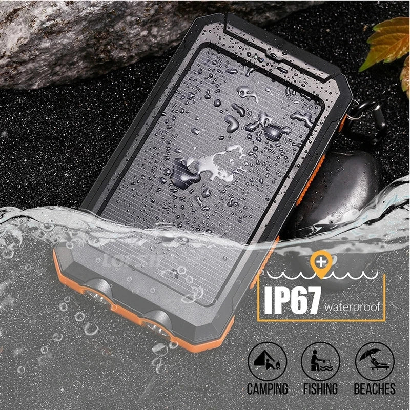 Solar Power Bank 80000mAh – Portable Charger with LED Light for Smartphones