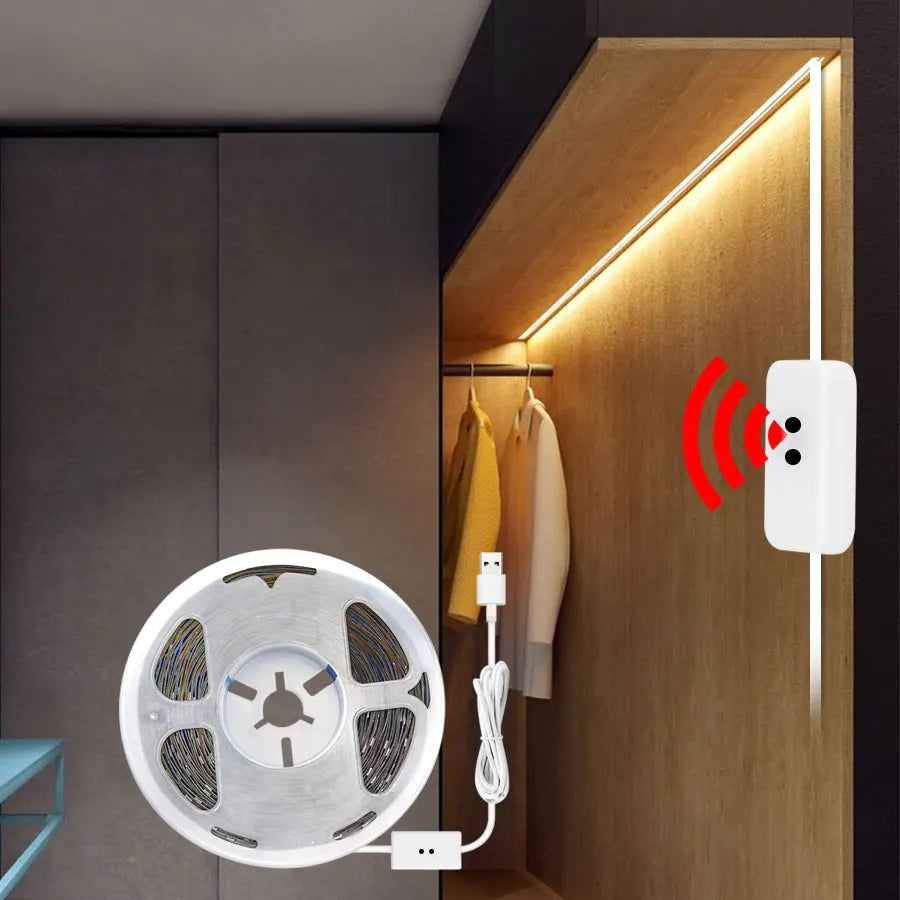 Hand Sweep Motion Sensor LED Strip – USB 5V, 1–10m for Home & TV Backlight