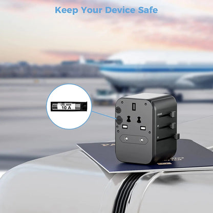 Universal Travel Adapter – 2 USB & 3 Type-C All-in-One Charger