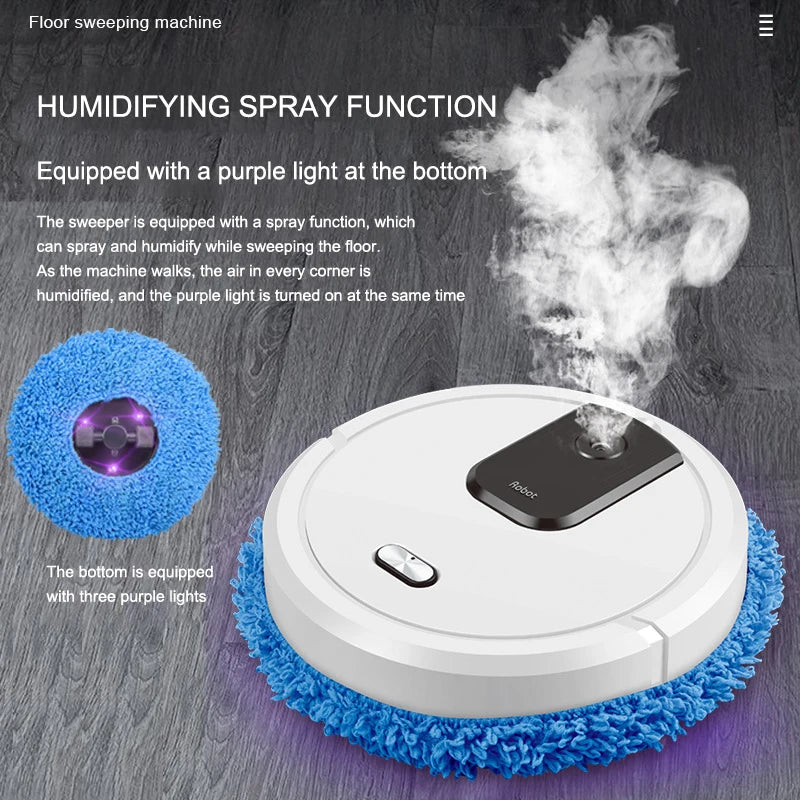 Smart Robot Vacuum & Mop – Dry/Wet Cleaning with Humidifying Spray