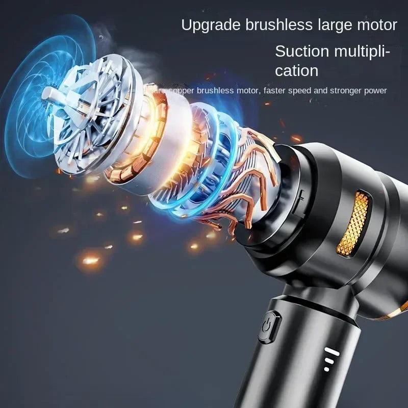 High-Power Handheld Car Vacuum – Wireless Cleaner & Air Duster for Home
