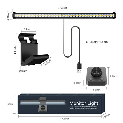 Wiscolor TUYA Monitor Light Bar – USB E-Reading Lamp with Remote