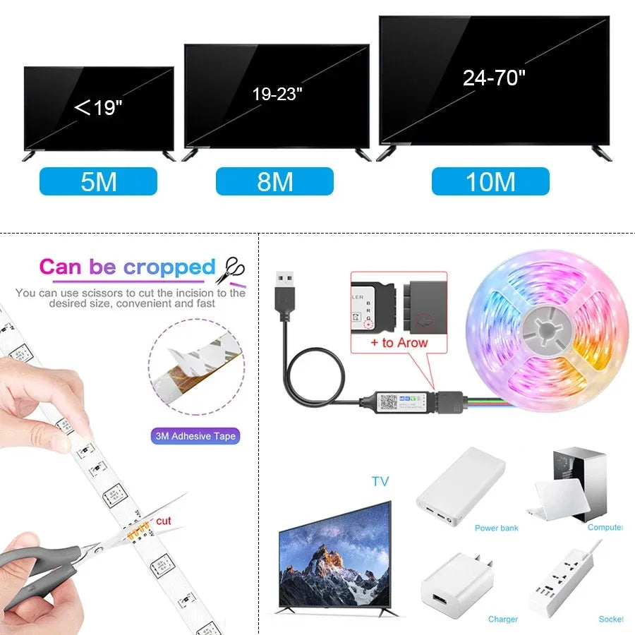 WiFi USB Smart LED Strip – Alexa & Tuya Compatible, Music Sync Ambient Light