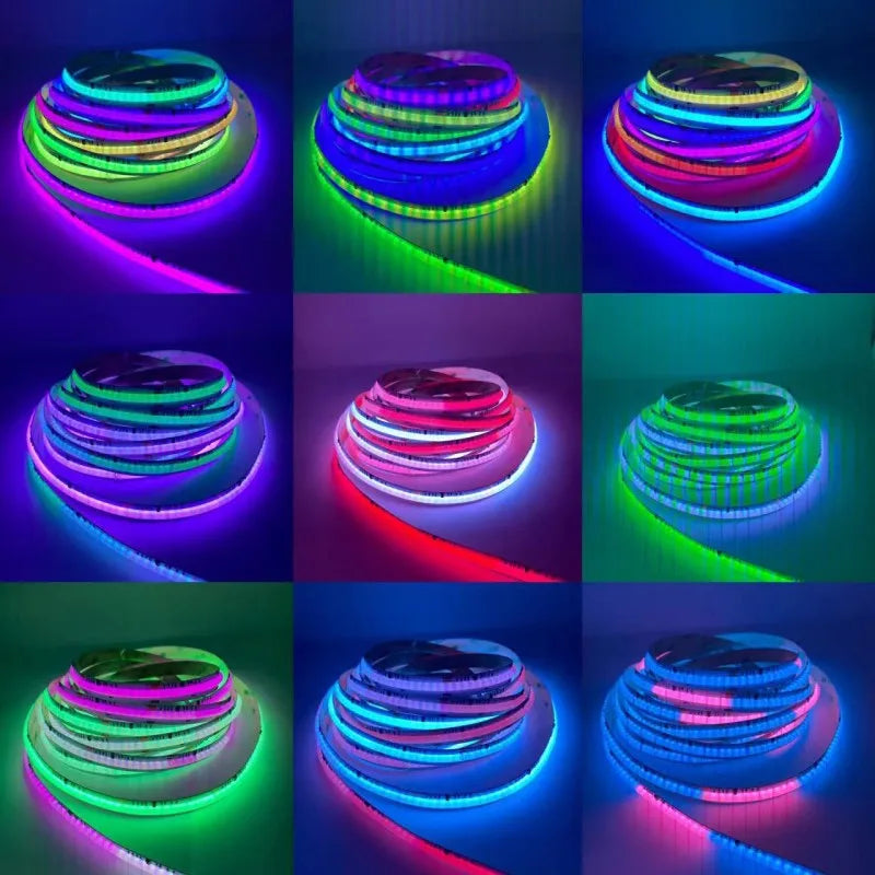 24V FCOB RGB LED Strip – Addressable Full-Color Pixel, 720 LEDs High-Density