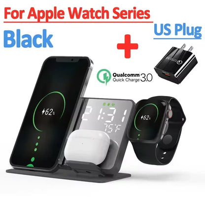 3-in-1 Wireless Charger – Fast Charging Station for Apple & Samsung Devices