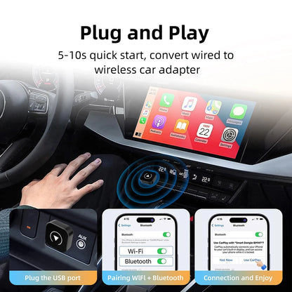 2-in-1 Wireless CarPlay Dongle – Android Auto AI Smart Box with Wired CarPlay