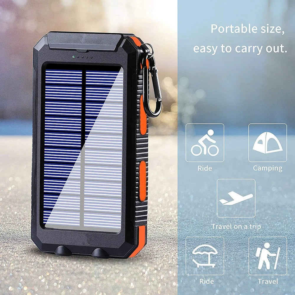Solar Power Bank 80000mAh – Portable Charger with LED Light for Smartphones