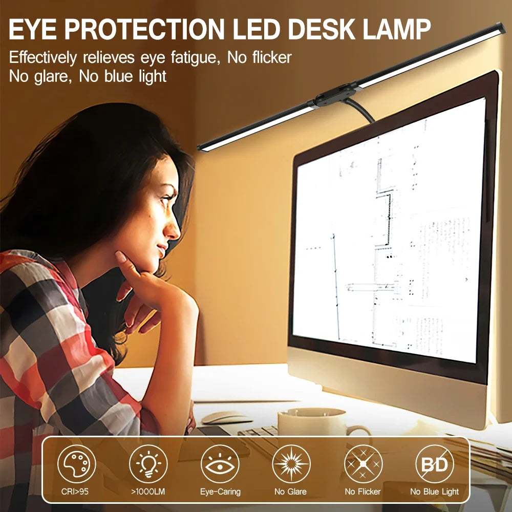 LED Clip Desk Lamp – Dimmable Monitor & Reading Light for Office