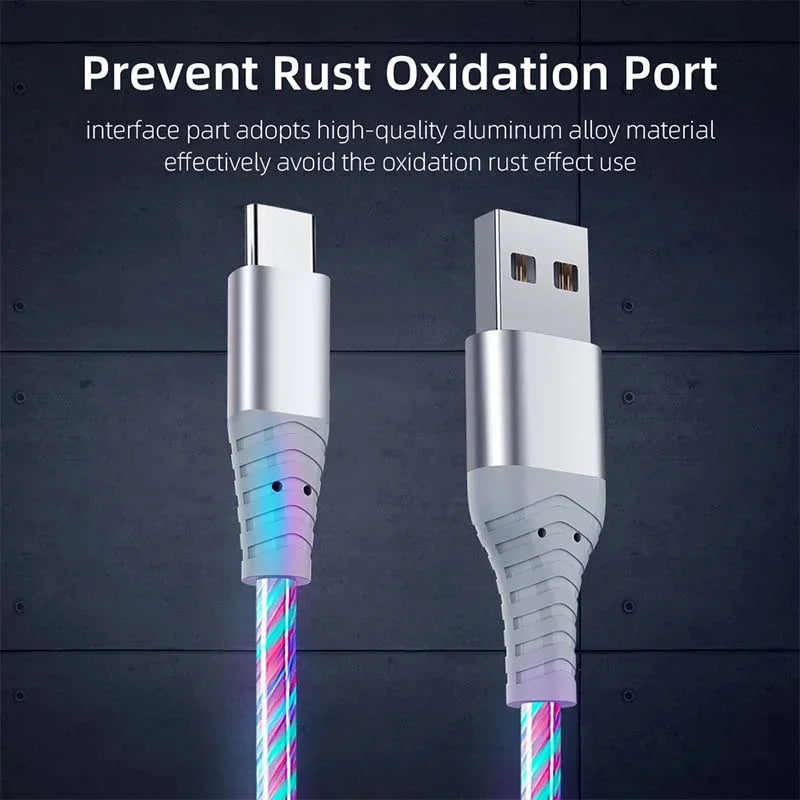 Flow Luminous USB-C Cable – 5A Fast Charging LED Data Cord for iPhone & Android