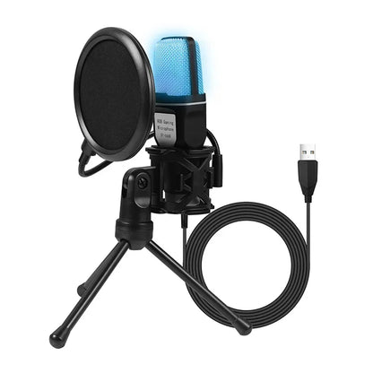 RGB USB Condenser Microphone – Noise Reduction for Gaming, Podcast & Streaming