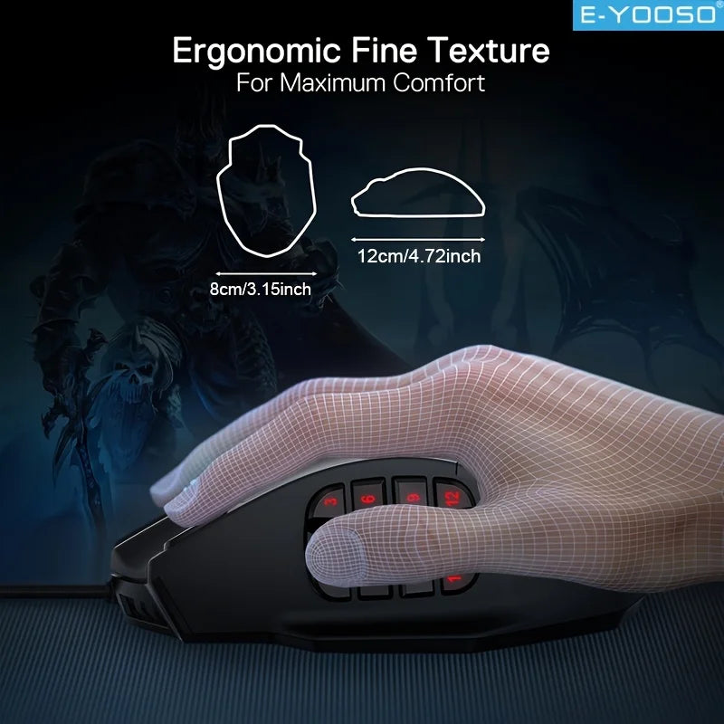E-YOOSO RGB Gaming Mouse – 16400 DPI Ergonomic Wired with Macro Support