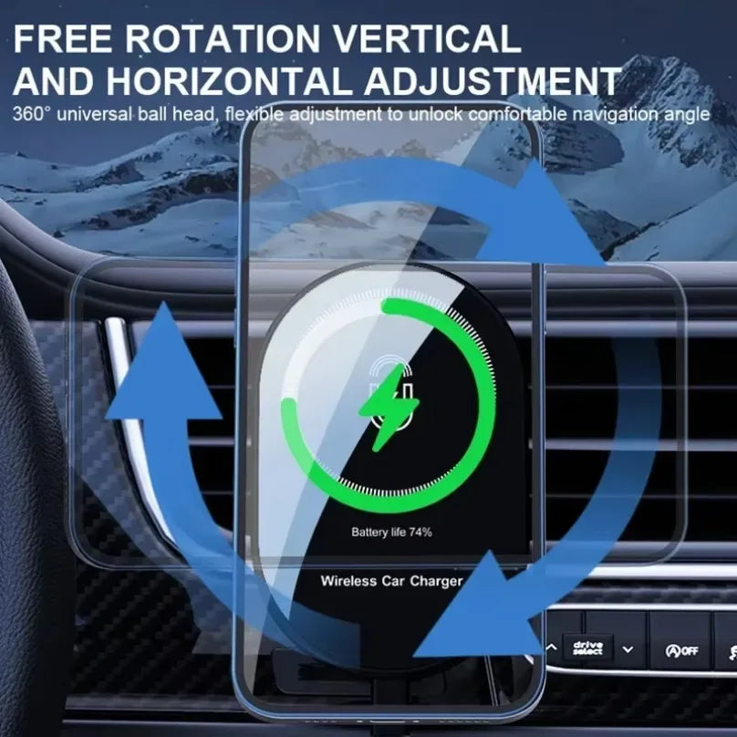 30W Magnetic Car Wireless Charger – Air Vent Holder for iPhone MagSafe