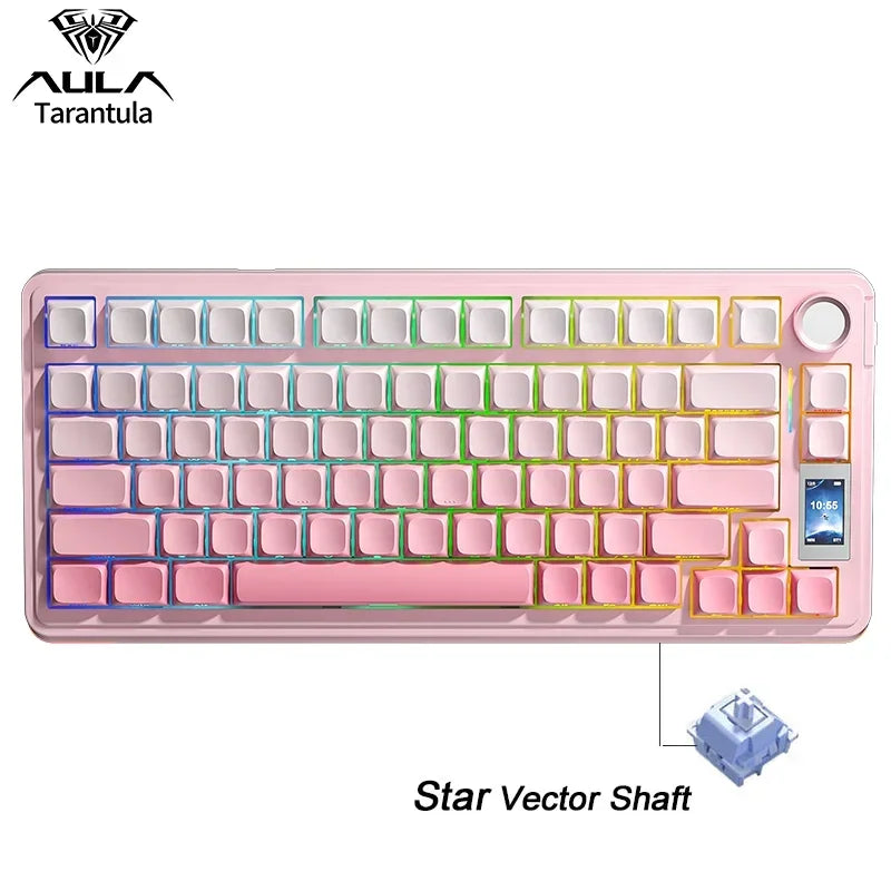 AULA S75 Pro 75% Wireless Mechanical Keyboard – Hot-Swap RGB with LED Screen